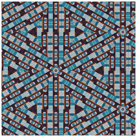 A colorful geometric pattern featuring triangles a