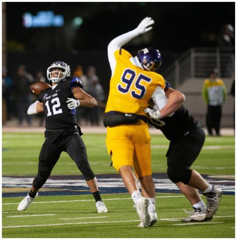 High-energy scene of an American football game wit