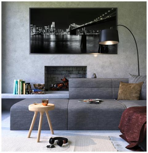 Modern gray living room featuring a fireplace and